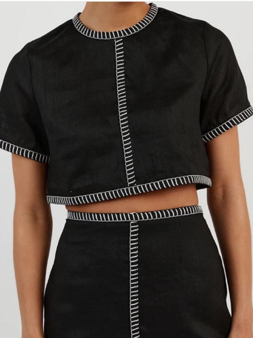 Dissh Bella Black Linen Crop Top US 10